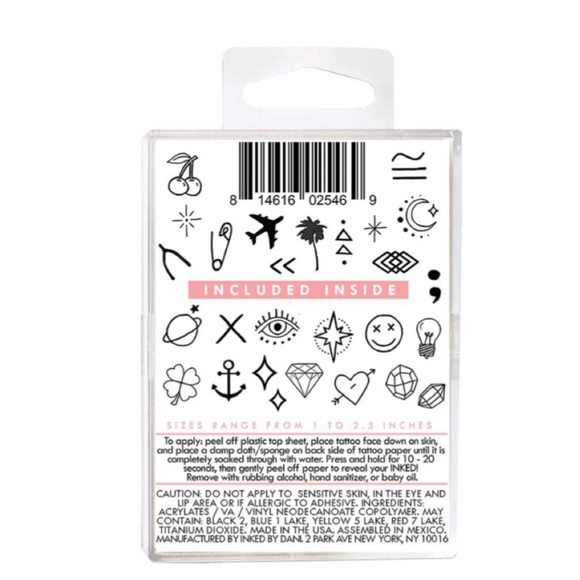 INKED by Dani Temporary Tattoos - Little Tats Pack - NIB Size Range 1 - 2.5 in - Picture 2 of 6